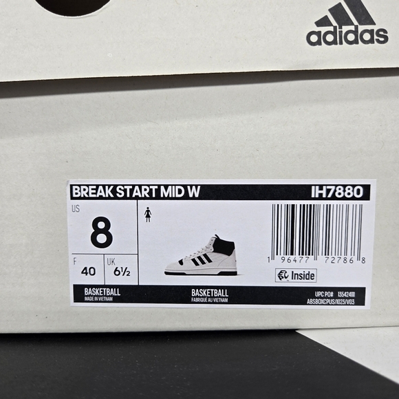 New Adidas Break Start Mid 'White Black' Women's Shoes Size 8 - Picture 8 of 8